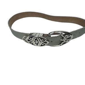 B.B. Simon silver Metallic Leather Studded Belt with decorative buckle
